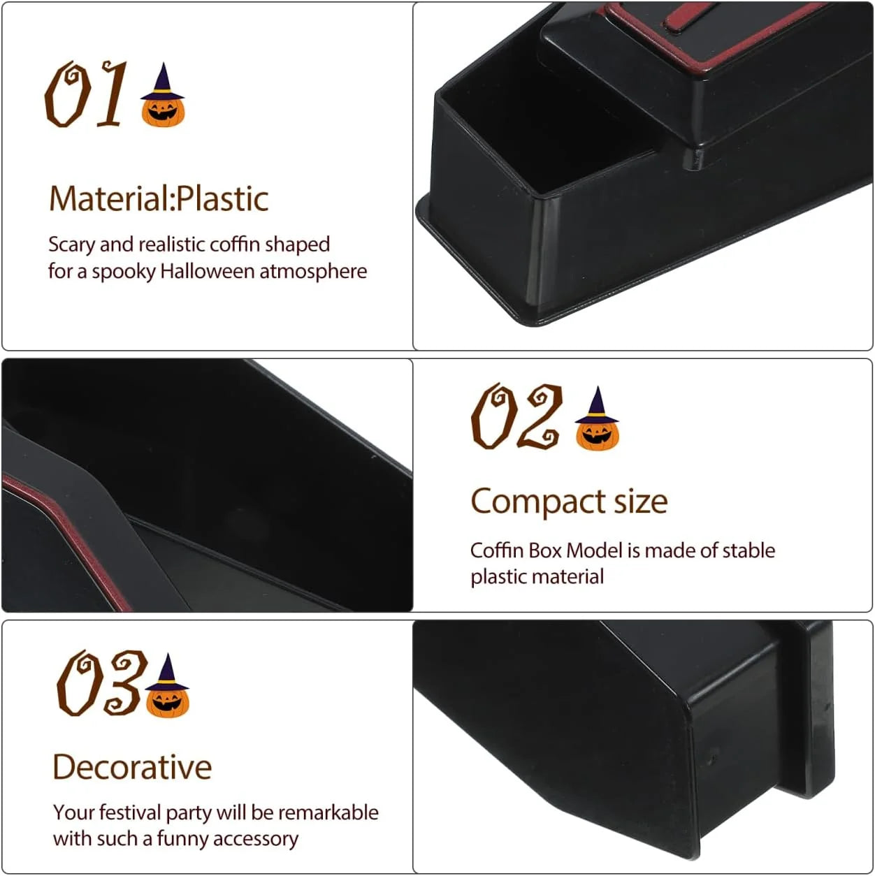 10Pcs Halloween Mini Coffin Box Fake Coffin Treat Boxes with Lid Black Mini Casket for Candy Jewelry Party Favors Kids Spooky Decorations 2.95X1.57In