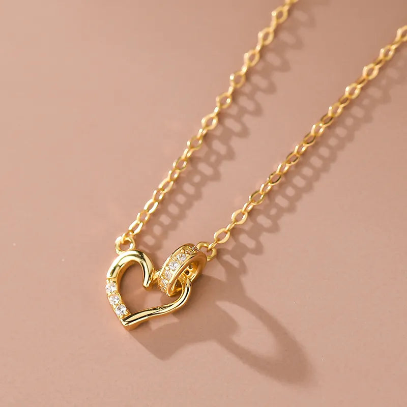 Circle Heart Necklace for Women — 18K Gold Plated, Dainty Layering Necklace