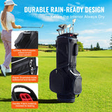 Golf Cart Bag with 14 Way Organizer Divider Top, 35 11 Pockets Premium Cart Bag with Stand, Durable Golf Bags with Handles & Dust Cover & Detachable Dual Strap for Men & Women, Black White