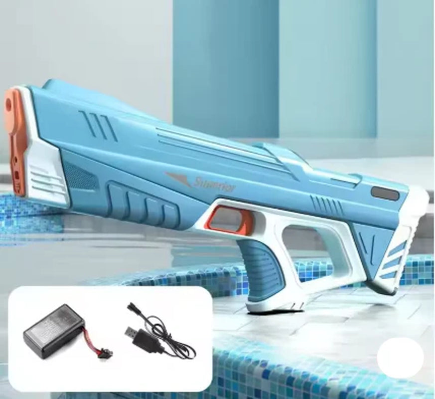 Electric Water Blaster, Outdoor Squirt Gun with LED Display, Spyrago, Blue- Automatic Water Blast Guns for Beach, Backyard, Patio, and Garden