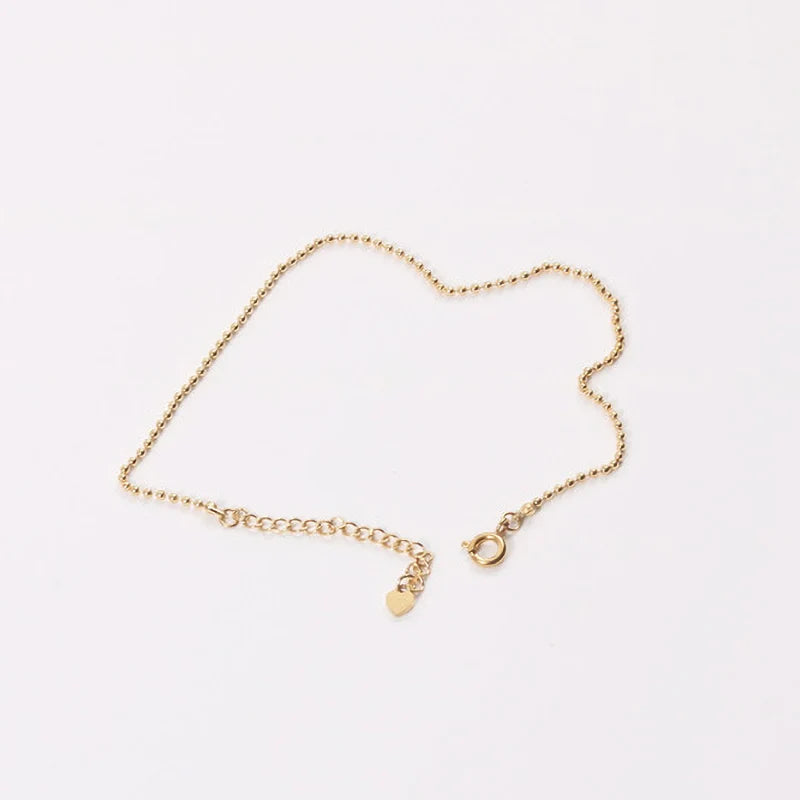 Gold Bead Chain Anklet for Women — 18K Gold Plated, Adjustable Beach Anklet