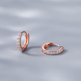 Rose Gold Micro Pave CZ Huggie Earrings for Women — 925 Sterling Silver, Hypoallergenic