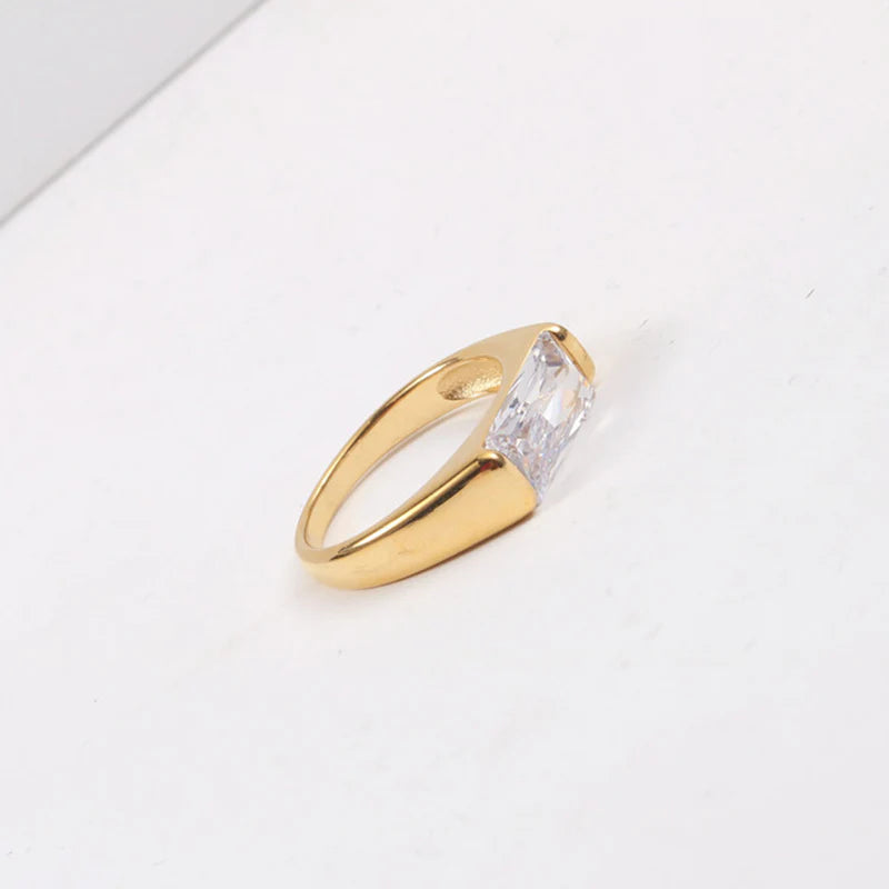 18K Gold Plated Statement Ring — Tarnish-Resistant CZ