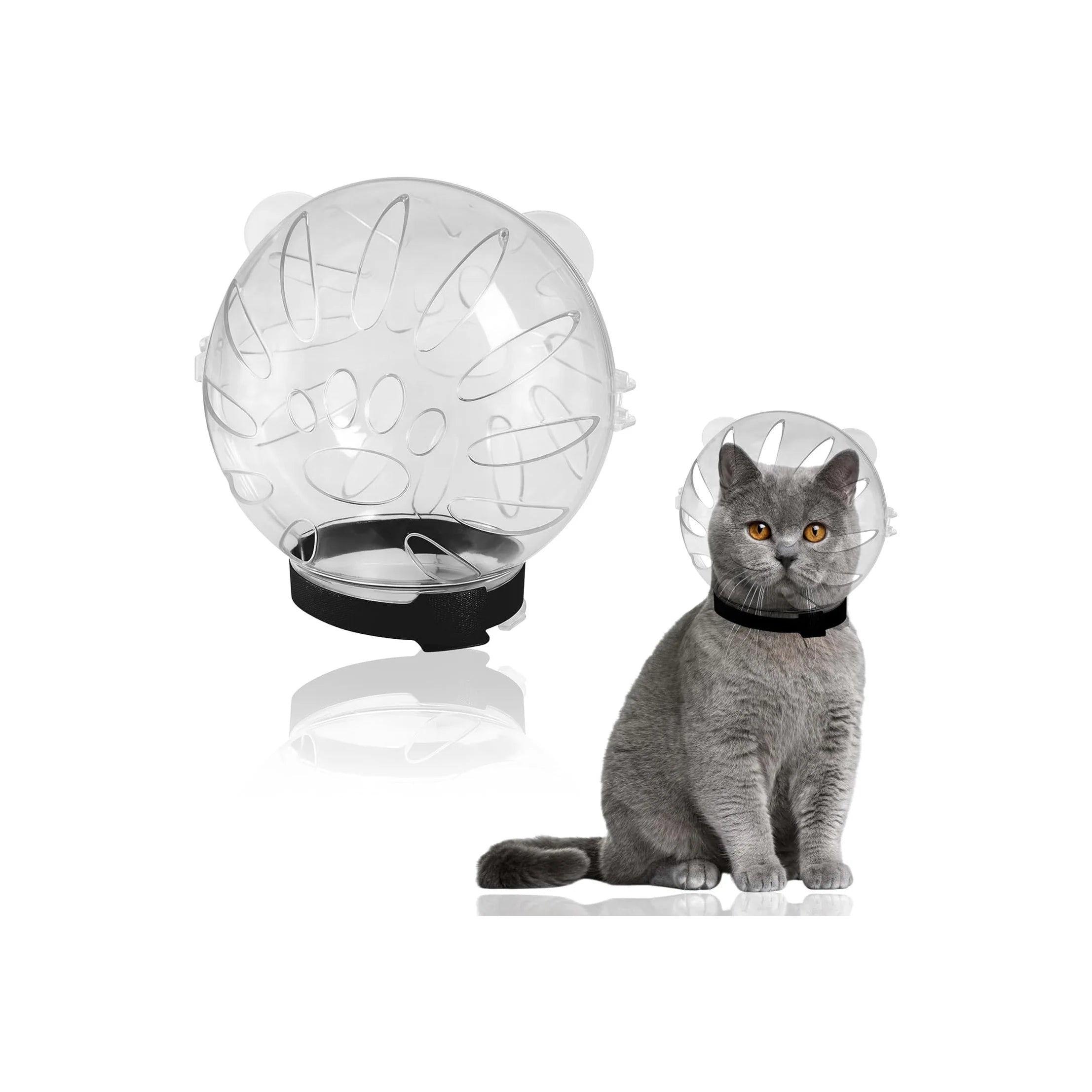 Cat Transparent Muzzle for Grooming, Bathing, Nail Trimming Shaving, Pet Anti-Bite Astronaut Helmet, Help for Aggressive Kitten, Anti-Lick, Biting, Chewing, Breathable & Adjustable Ball Mask