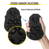 Skull Ice Cube Tray, 6-Grid Skull Ice Ball Maker, Flexible Black Silicone Ice Tray with Lid & Funnel, Skull Ice Cubes in 3 Distinct Patterns for Beverages & Chocolates on Parties & Holidays