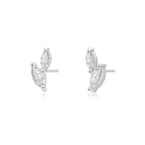 Leaf Stud Earrings for Women — 925 Sterling Silver, Marquise CZ, Hypoallergenic