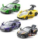 Pick-Up Trucks Open Door Die Cast Metal Toy Cars Pull Back 4 Pack
