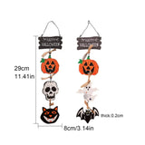 Halloween Wooden Decorations Pumpkin Bat Skeleton Ghost Pendant Hanging Ornament Wall Decor Horror Props Halloween Party Decor