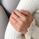 Diamond CZ Stacking Ring for Women — 18K Gold Plated, Pave Diamond Style, Adjustable