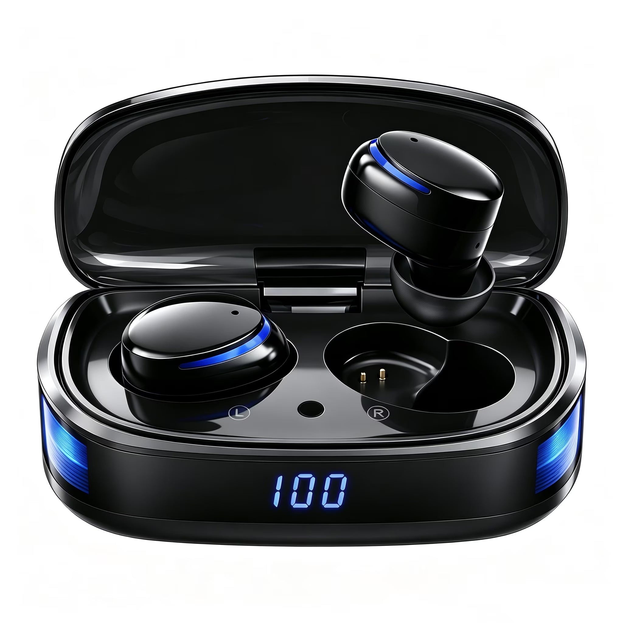 Wireless Earbuds Noise Cancelling, IPX8 in Ear Headphones, Deep Bass, 60H LED Case, Clear Calls, Touch Control for Sleep/Running