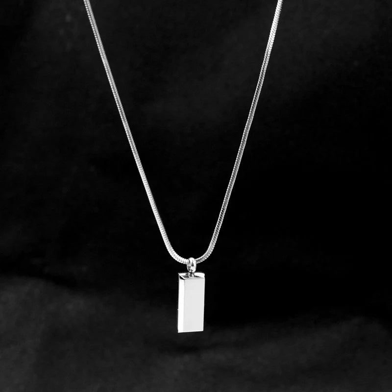 Titanium Steel Small Silver Brick Snake Pendant Gold Brick Snake Bone Chain Unisex Style Exquisite Snake Chain Collarbone Necklace Unique Geometric