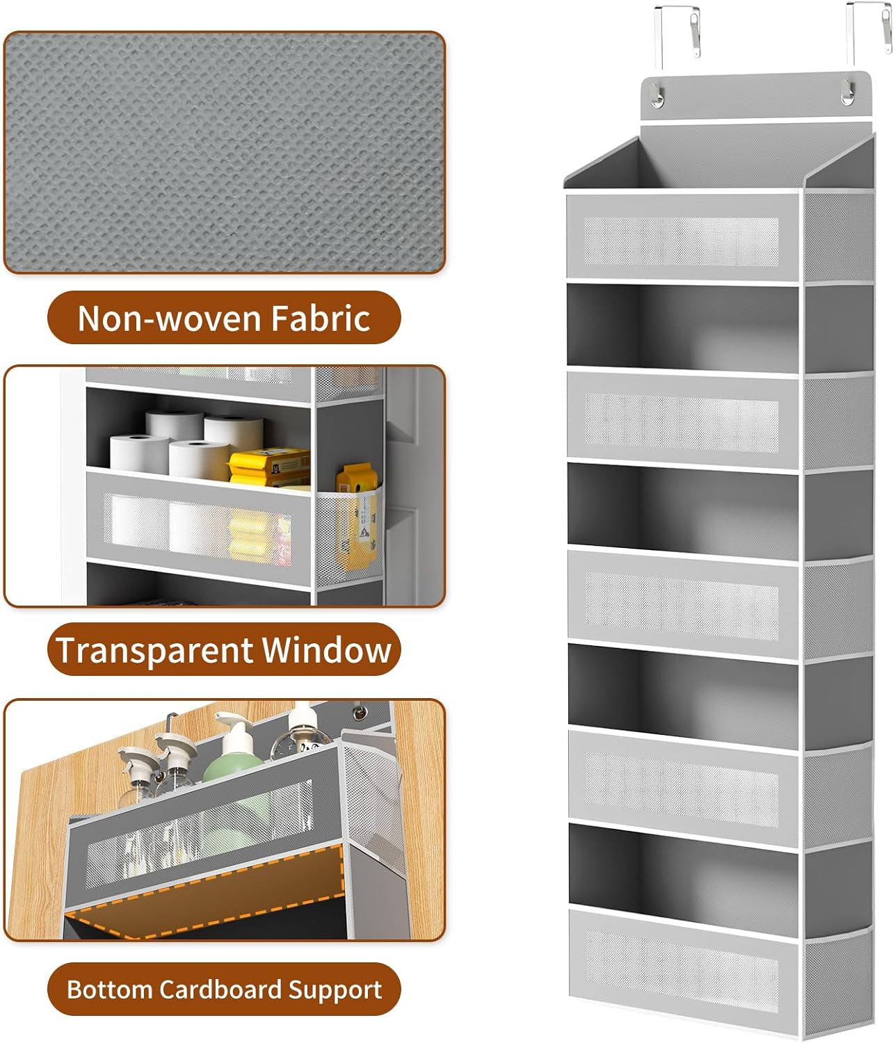 5-Tier Over-the-Door Organizer – Hanging Storage with 10 Side Pockets