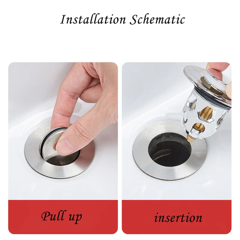 Universal Pop-Up Sink Stopper and Drain Plug for Bathroom Washbasins and Bathtubs