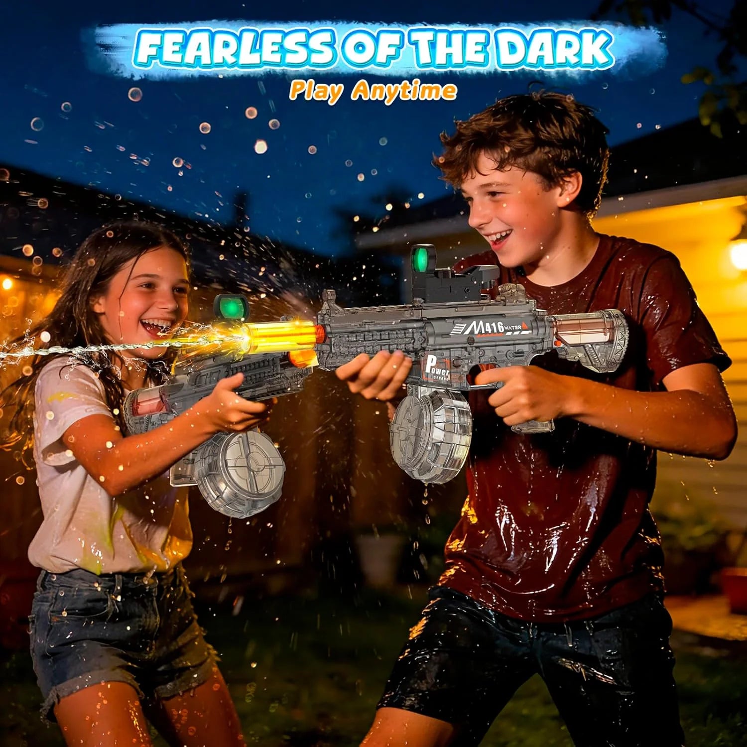 Electric Water Guns for Adults & Kids, Automatic Squirt Guns with LED Lights, 26FT Long Range, Large Capacity Water Blaster, Summer Outdoor Beach Pool Party Toys Gifts for Boys Girls (M4A1)