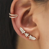 VAGZEB Bohemian NO Piercing Crystal Rhinestone Ear Cuff Wrap Stud Clip Earrings for Women Girl Trendy Earrings Jewelry Bijoux