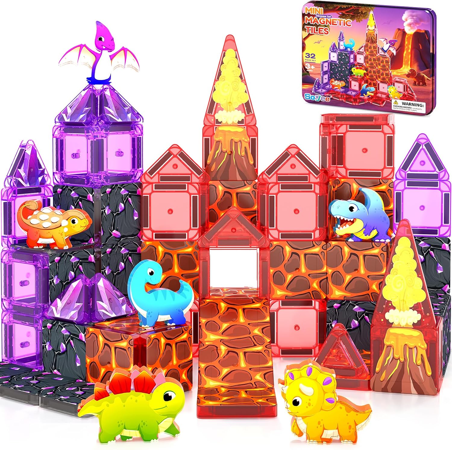 Mini Magnetic Tiles Travel Set STEM Educational Toys for Boys & Girls 3-8