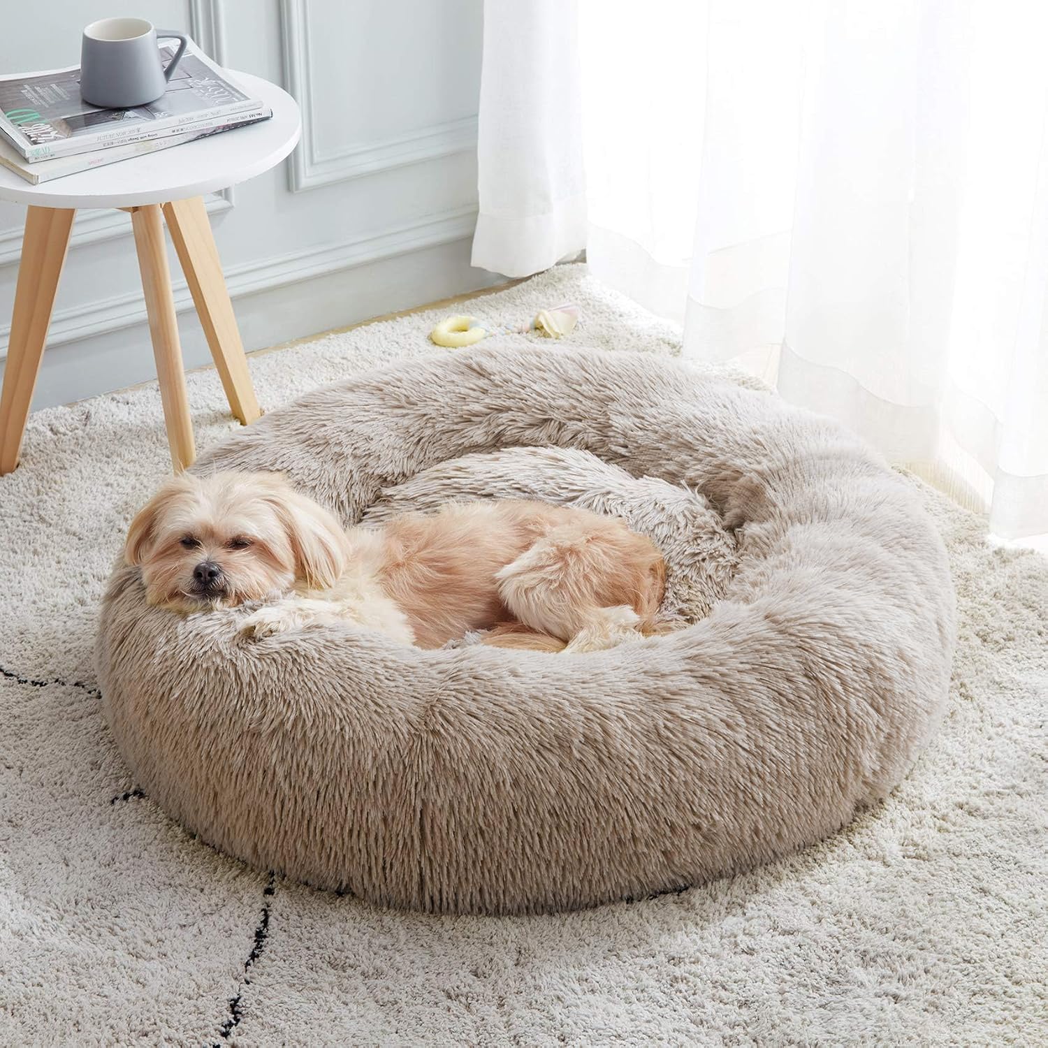 Western Home Calming Donut Cat Bed Small Dog Bed Washable,20" Black