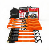Ratchet Straps - Tie down Strap Set, 4 Pack, 1650Lb Break Strength