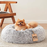 Western Home Calming Donut Cat Bed Small Dog Bed Washable,20" Black