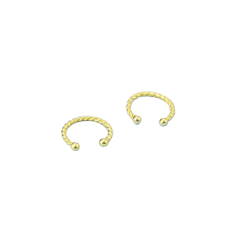 Twisted Cuff Earrings for Women — 925 Sterling Silver, 18K Gold Plated, No Piercing Needed