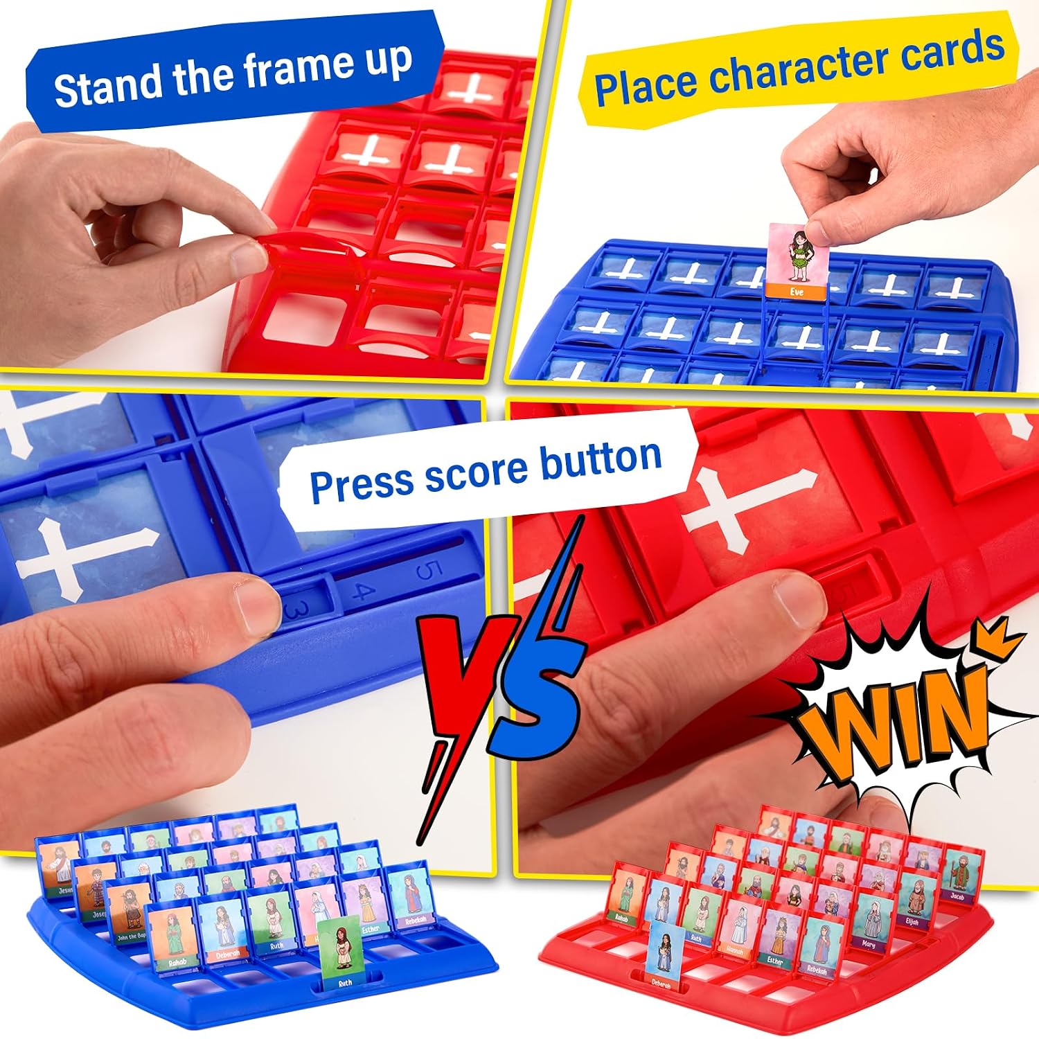 Guess Bilble Who Game for Kids, Who I Am Board Games, 2 Players Logic Deduction Christian Games with 24 Holy Bible Characters Cards, Classic Guessing Games for Families Night and Gifts