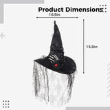 Halloween Witch Hat, Black Lace Gothic Witch Hat with Spider & Skull Decor for Cosplay Parties