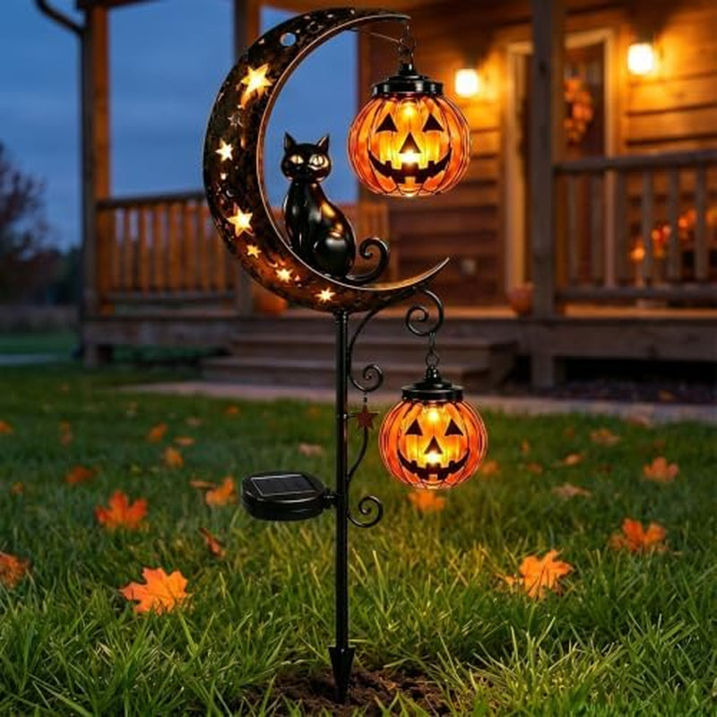Solar Pumpkin Moon Garden Stake Light