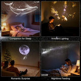 2-In-1 Galaxy Projector Night Light, USB Starry Sky Night Light Projector for Bedroom, Mini LED Ceiling/Wall Projection Lamp with 360° Rotation, for Kids Adults Gifts (6 Slides)