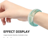 Geometric Acrylic Bangle Bracelet Retro Vintage 2Pcs for Women Green Tone, Irregular Rounded Profile, Smooth Edges, Party Events and Summer Beach Occasions