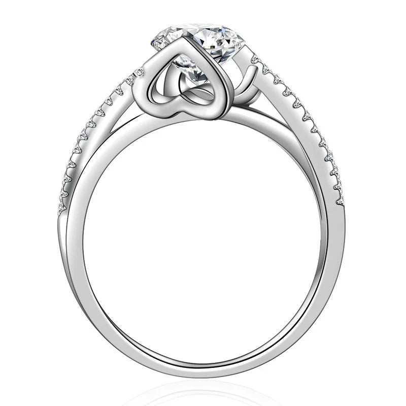 Round CZ Engagement Ring for Women — 925 Sterling Silver, Brilliant Cut Cubic Zirconia