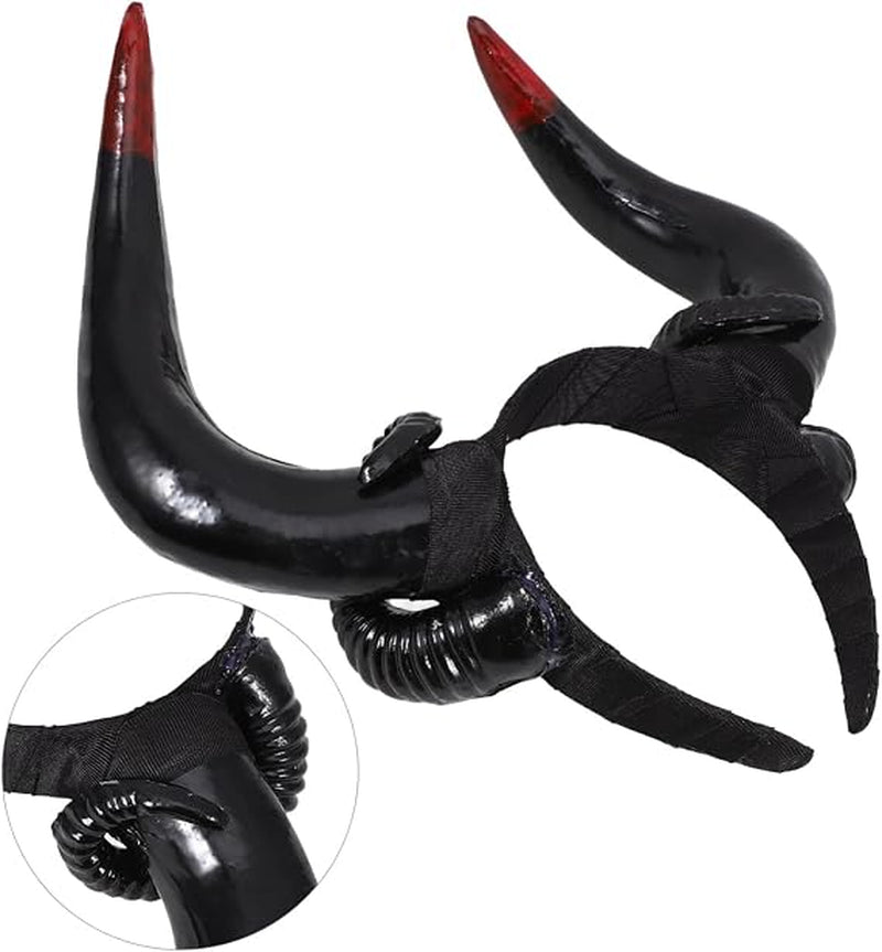 Halloween Cosplay Horn Headband Black Plastic Hair Accessory Photo Prop for Costume Cosplay, Gorgeous Style, Halloween Season Party Dress, Black Finish