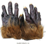 Pair Halloween Werewolf Gloves, Dark Brown Furry Wolf Hand Claws, Realistic Faux Fur & Latex Nails for Costume Cosplay