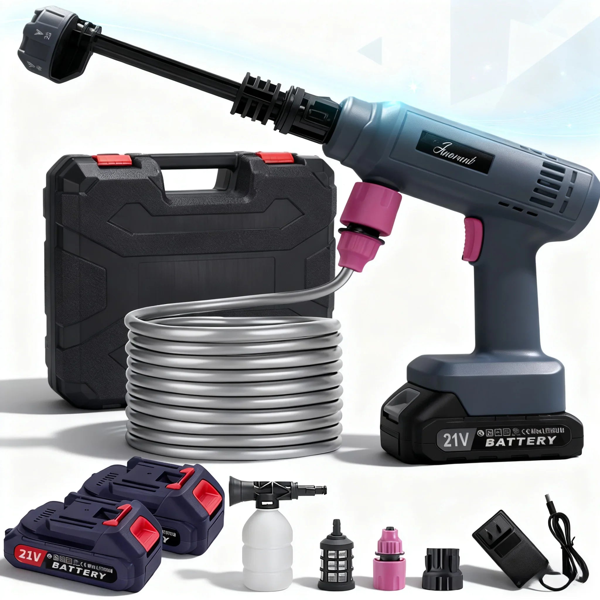 Electric Cordless High Pressure Car Wash Gun Washer Supplies Spray Cleaner Car Wash Cleaning for Car, Truck, Boat & More