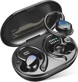 Wireless Earbuds, Bluetooth 5.3 Sports Headphones with Earhooks Stereo Deep Bass Noise Cancelling Earphones 48H Playtime LED Display IPX7 Waterproof Earbud with Mic Headset for Workout Running