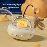 Smart Teaser Cat Toy Electric UFO Cat Teaser Stick with Bell Training Pet Toys Replaceable Feather Interactive Cat Supplies Pet Supplies Pets Products