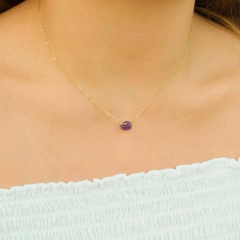 Stone Charm Necklace for Women — Raw Natural Gemstone Pendant