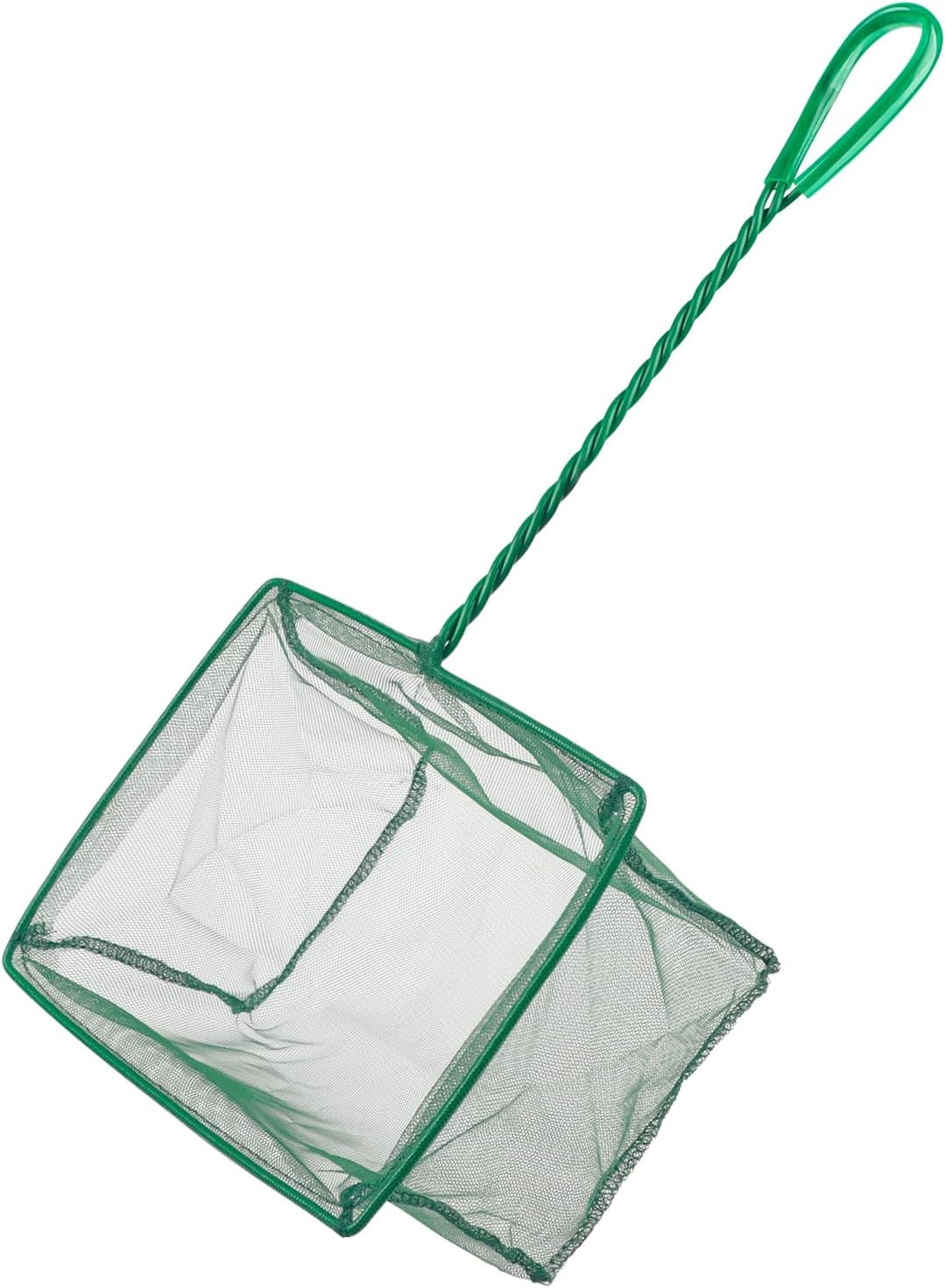Aquarium Fish Net with Braided Metal Handle Square Net with Soft Fine Mesh Sludge Food Residue Wastes Skimming Cleaning Net for Fish Tanks Small Koi Ponds and Pools