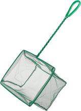 Aquarium Fish Net with Braided Metal Handle Square Net with Soft Fine Mesh Sludge Food Residue Wastes Skimming Cleaning Net for Fish Tanks Small Koi Ponds and Pools