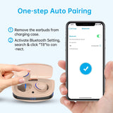 Wireless Earbuds Noise Cancelling, IPX8 in Ear Headphones, Deep Bass, 60H LED Case, Clear Calls, Touch Control for Sleep/Running