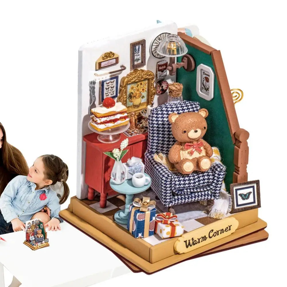 Miniature Doll House Kit Wooden Dolls House Bear House Wooden Dolls House Miniature Doll House Kit for Birthday Valentine'S Day