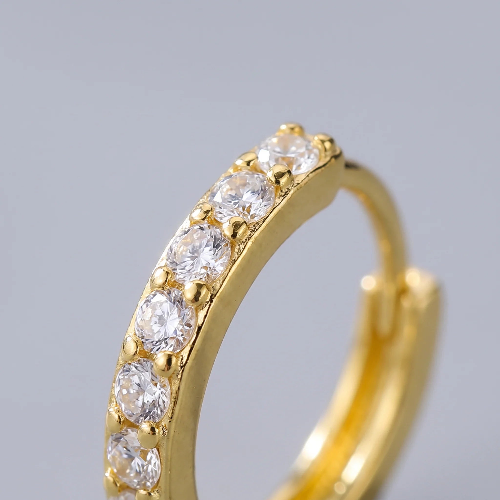 Micro Pave Huggie Hoop Earrings for Women — 925 Sterling Silver, 18K Gold Plated, CZ