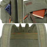 Vintage Backpack Leather Trim Casual Bookbag Men Women Laptop Travel Rucksack