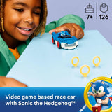 The Hedgehog Sonic: Speedster Lightning Race Car Toy for Boys & Girls - Toy Building Set W/Minifigure for Kids & Gamers, Ages 7+ - Gift Idea for Birthdays - 77117