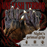 Pair Halloween Werewolf Gloves, Dark Brown Furry Wolf Hand Claws, Realistic Faux Fur & Latex Nails for Costume Cosplay