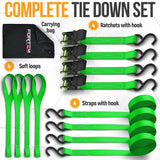 Ratchet Straps - Tie down Strap Set, 4 Pack, 1650Lb Break Strength