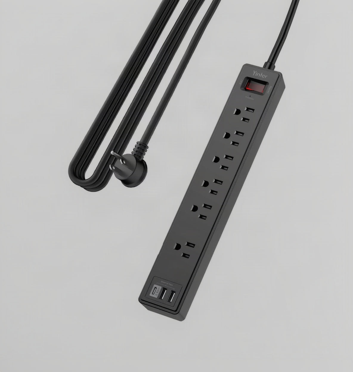 6Ft Surge Protector Power Strip with 6 Outlets & 3 USB Ports, Black