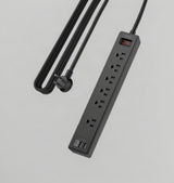 6Ft Surge Protector Power Strip with 6 Outlets & 3 USB Ports, Black