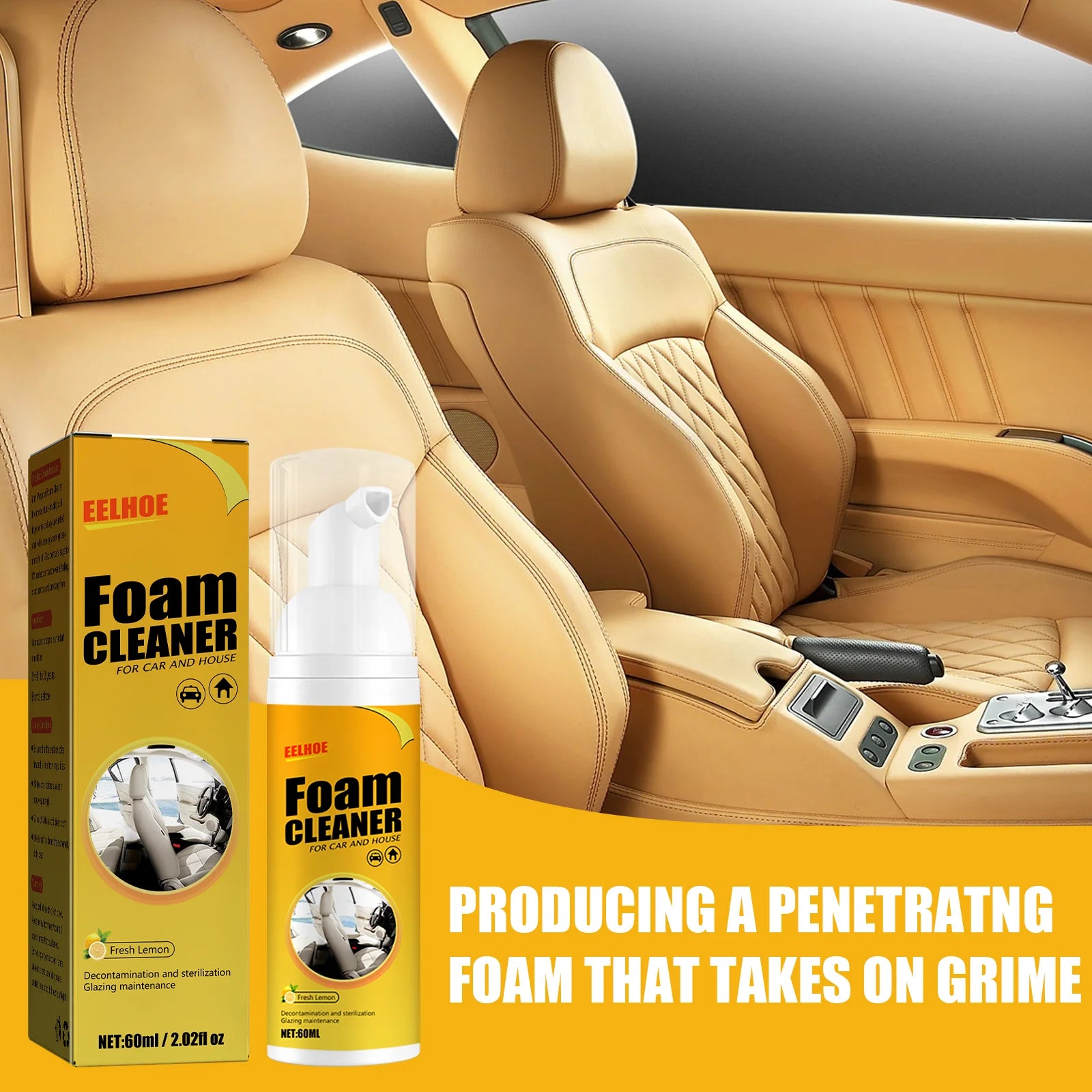 Multi-Purpose Foam Cleaner for Car Interior & Leather