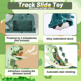 Dinosaur Chasing Race Track Game Set Slide Climb Stairs Toy Roller Coaster Toy with Music Educational Puzzle Playsets Gift for Toddler Kids Boys Girls Age 3 4 5 6 7 8