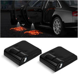 2Pcs Car Door Projector Lights, Wireless LED Welcome Lamp, Red Flag